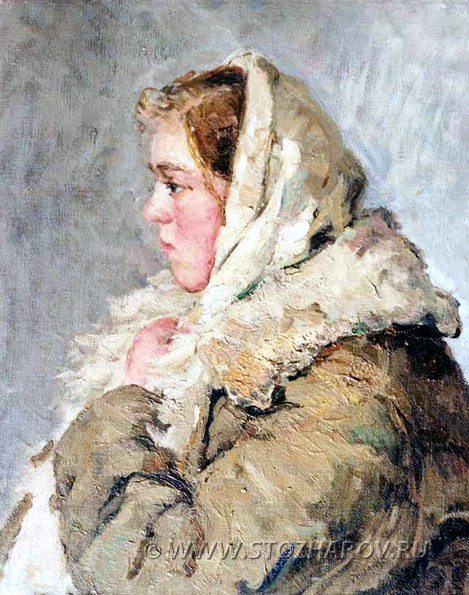 Стожаров В.Ф. Портрет девушки в шубе. 1954